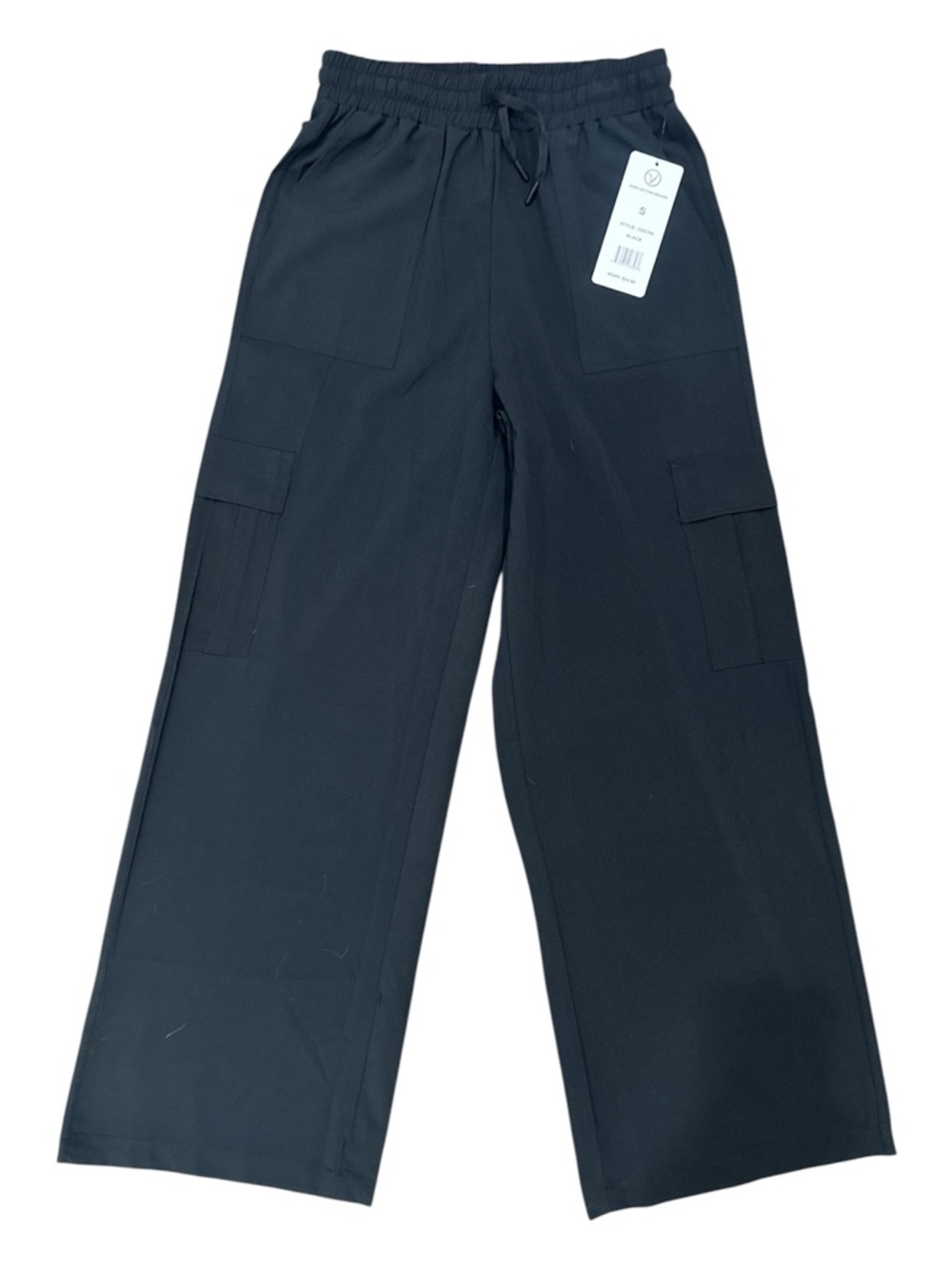 Black Cargo Pants Wide Leg Utility Stretch Drawstring VOGO Athletica Small NWT